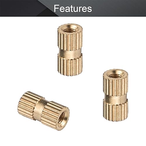 Miniatura 3 de MroMax Tuercas de inserción moleteadas M3, rosca hembra M3x10x5mm Tuercas de incrustación de cobre métricas a través de roscado prensado encajar en