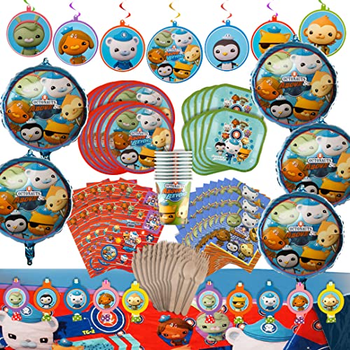 Octonauts Above and Beyond Party in a Box Kit: Complete Set 100+ Pieces - Plates Cups Banners Utensils Balloons Stickers Gift Bags Decorations and More - Kwazzi Barnacles Dashi