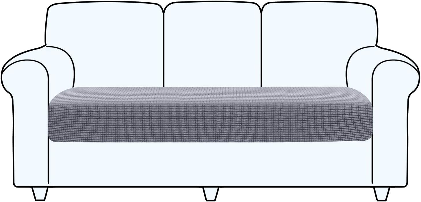 TAOCOCO Fundas de cojín para sofá,Protector de cojín de Asiento de Tela de poliéster de Alta Elasticidad (Gris Claro, 3 Asientos)