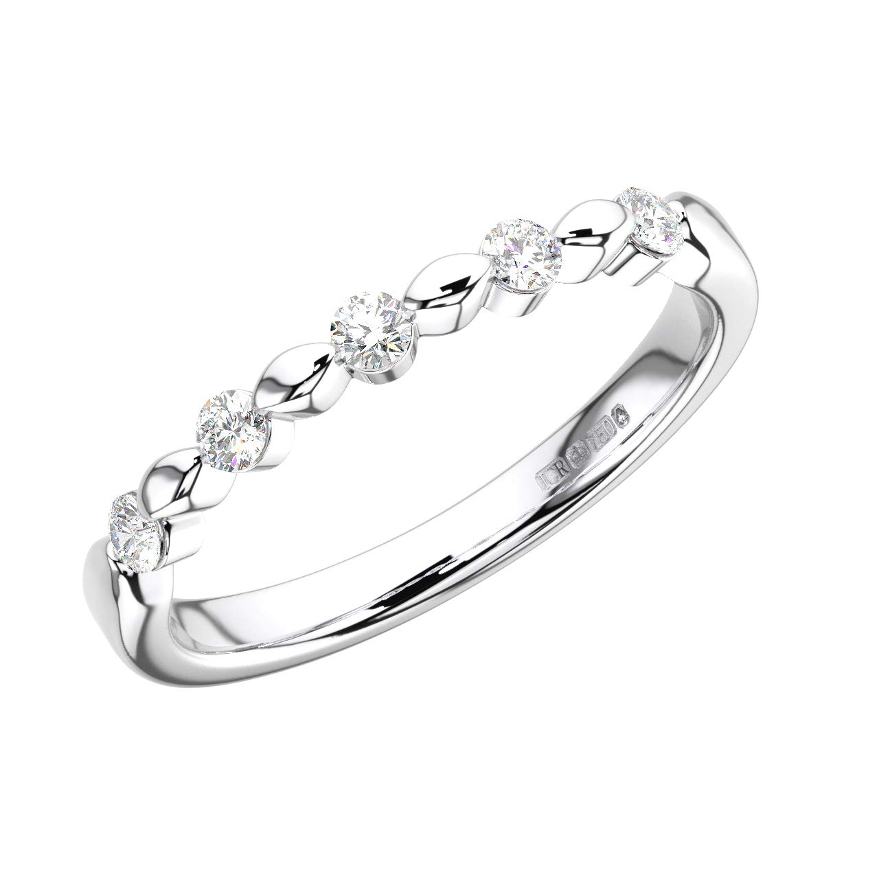 0.20 Ct Bar Set Round Brilliant Cut Diamonds Half Eternity Ring in 950 Platinum,Hallmarked By Assay Office London | Luxury Deluxe Collection for Gift