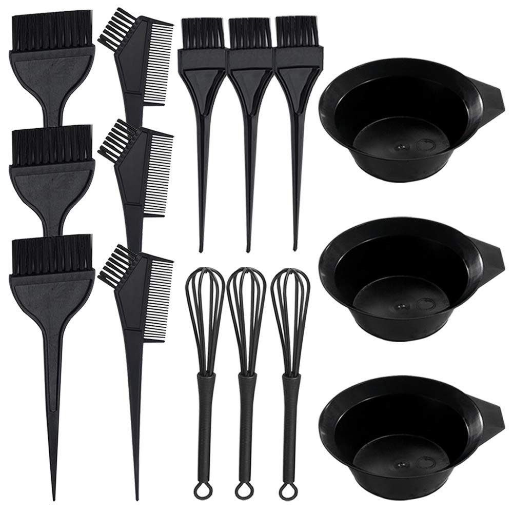 15 Pcs Hair Dye Coloring Kit,Sonku Dye Brush Comb Mixing Bowl Mixing Whisk Practical Hair Dying Tool for Salon and DIY Home Use