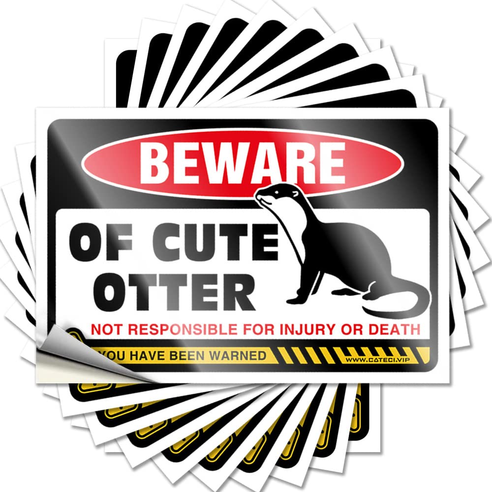 Decals Big Front Door Decor Water Beware of Cute Otter - No Residue Decals for Texas(8X12CM)