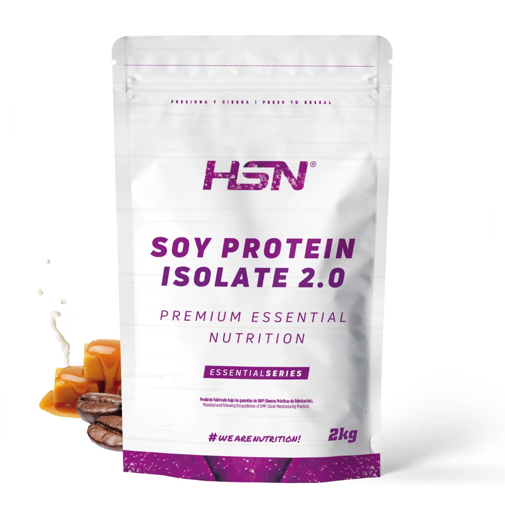 Isoliertes Sojaprotein aus HSN | Kaffee Karamellgeschmack 2 kg = 67 Dosen pro Packung | 100 % vegan | Soy Protein Isolate | kein GMO, glutenfrei