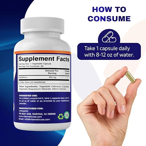 Miniatura 4 de Vitamatic Lactoferrina 500 mg (Apolactoferrina), 60 cápsulas vegetales - Promueve una función inmunológica saludable*