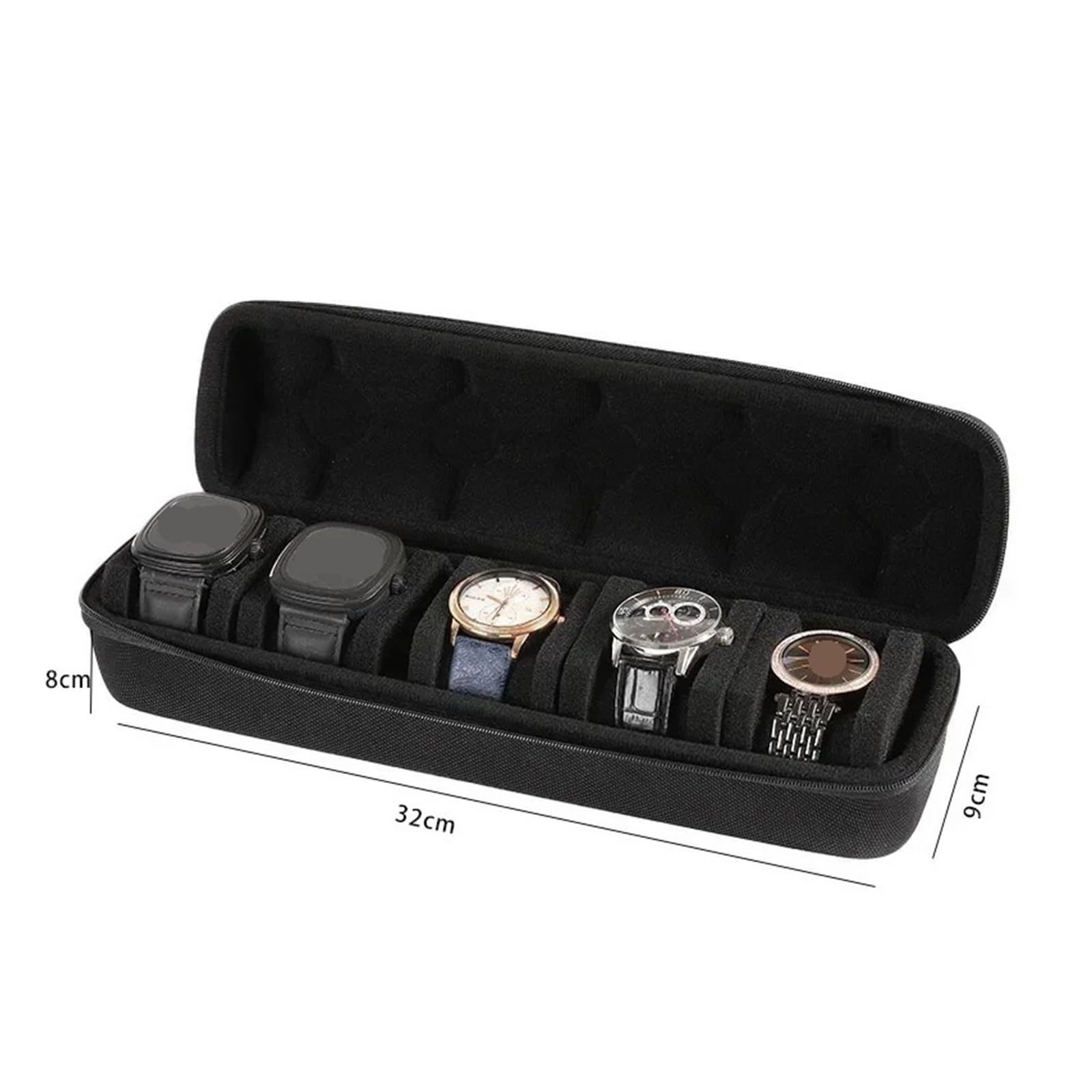 Boîte de rangement for montres, organiseur for hommes et femmes, étui voyage for, portable, présentoir for montres-bracelets, connectées BoîTe Pour Montre(Black 5 Slot)