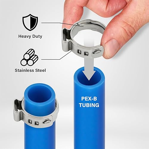 Miniatura 4 de Supply Giant H-PUDS0012 Oetiker - Anillos de crimpado de acero inoxidable de 12 pulgada, 360 grados, banda estrecha, tamaños de una abrazadera,