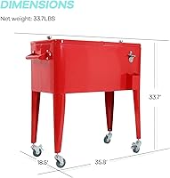 Vista 6 de Baúl de hielo de 80 cuartos de galón, enfriador de bebidas portátil con abridor de botellas, cuenca de atrapo, baúl de hielo rodante para patio