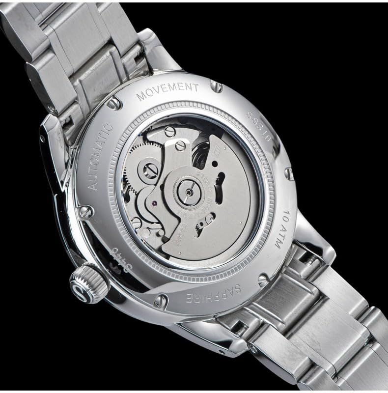 Seestern S446 GMT Automatik Stahl Silber Datumsanzeige Saphir Herrenuhr, Armband