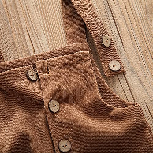 image for Liyamiee Baby Boy Girl Corduroy Overalls Solid Suspender Bib Pants One
