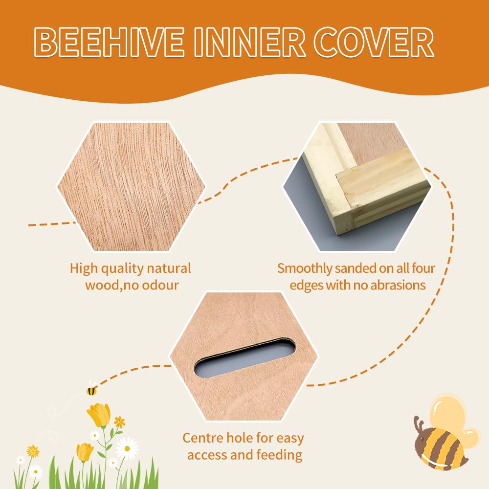 3pcs Beehive Inner Covers, Inner Cover for 10 Frame Beehive,Honeybee Hive Inner Cover, Bee Inner Cover, Telescopic Bee Hive Cover for Beekeeping Tool