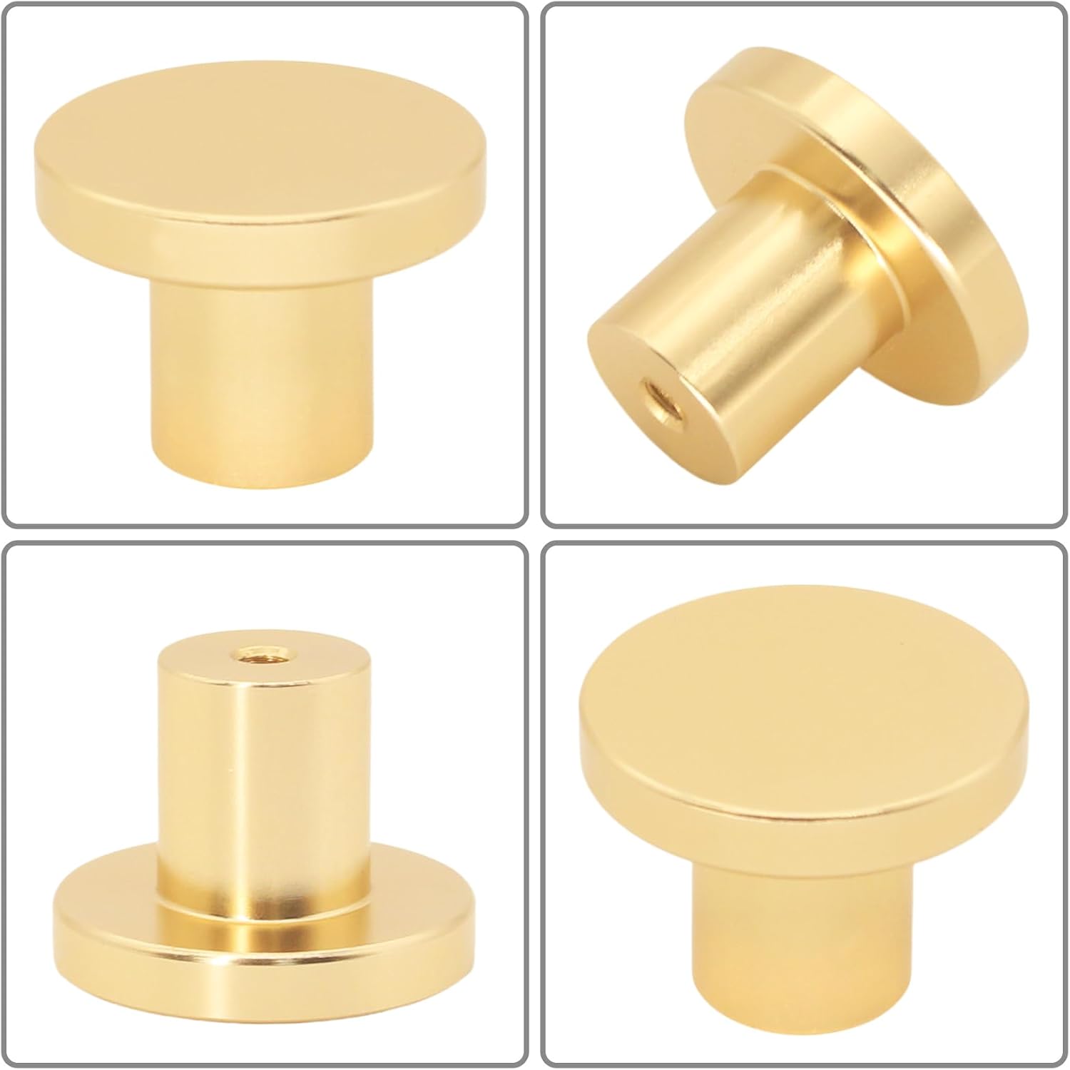 6 Pack Gold Cabinet Knobs Drawer Knobs, Brushed Brass Dresser Knobs Kitchen Cabinet Handles, Round Knob for Cabinets and Drawers Pulls