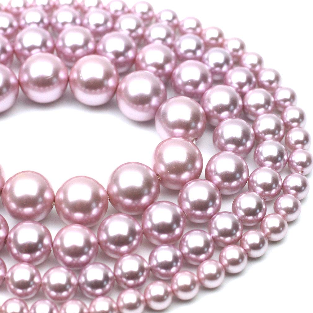 Oameusa 12mm Shell Pearl Electroplated Pearl Light Purple Round Beads Gemstone Beads Loose Beads Agate Beads for Jewelry Making 15" 1 Strand per Bag-Wholesale