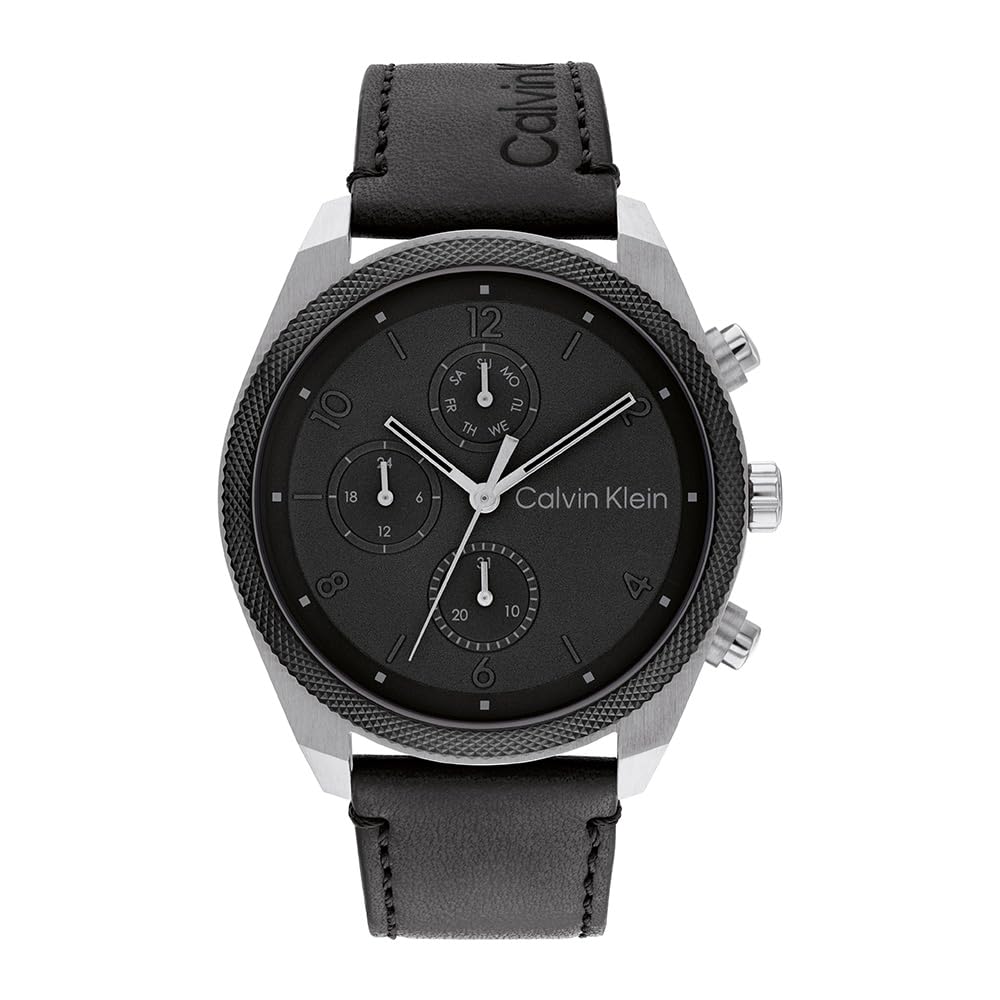 Calvin Klein Orologio analogico multifunzione al quarzo da uomo Collezione IMPACT con cinturino in acciaio inossidabile o in pelle