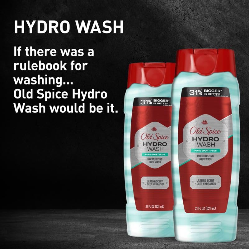 Miniatura 6 de Old Spice Gel de baño hidratante Hydro Wash Pure Sport Plus, 21 onzas
