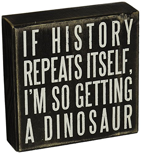 Primitives by Kathy Classic Box Sign, 6 x 6-Inches, Dinosaur