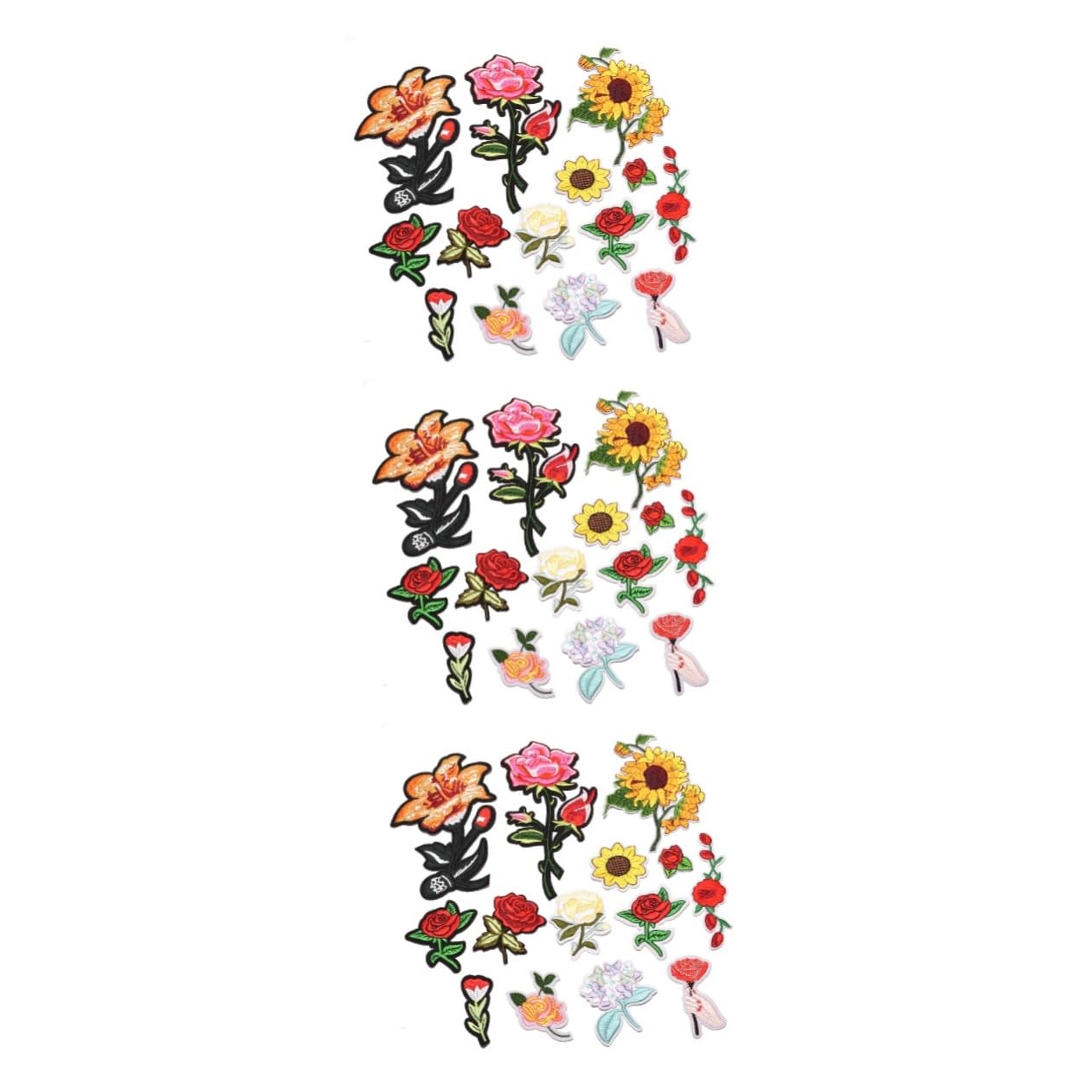 Operitacx 3 Sets Stickerei-aufnäher Zum Aufnähen Für Kleidung Dekorative Blumenapplikationen Zum Aufnähen Dekoration Für Hüte Westen Und Rucksäcke 14 Stück * 3