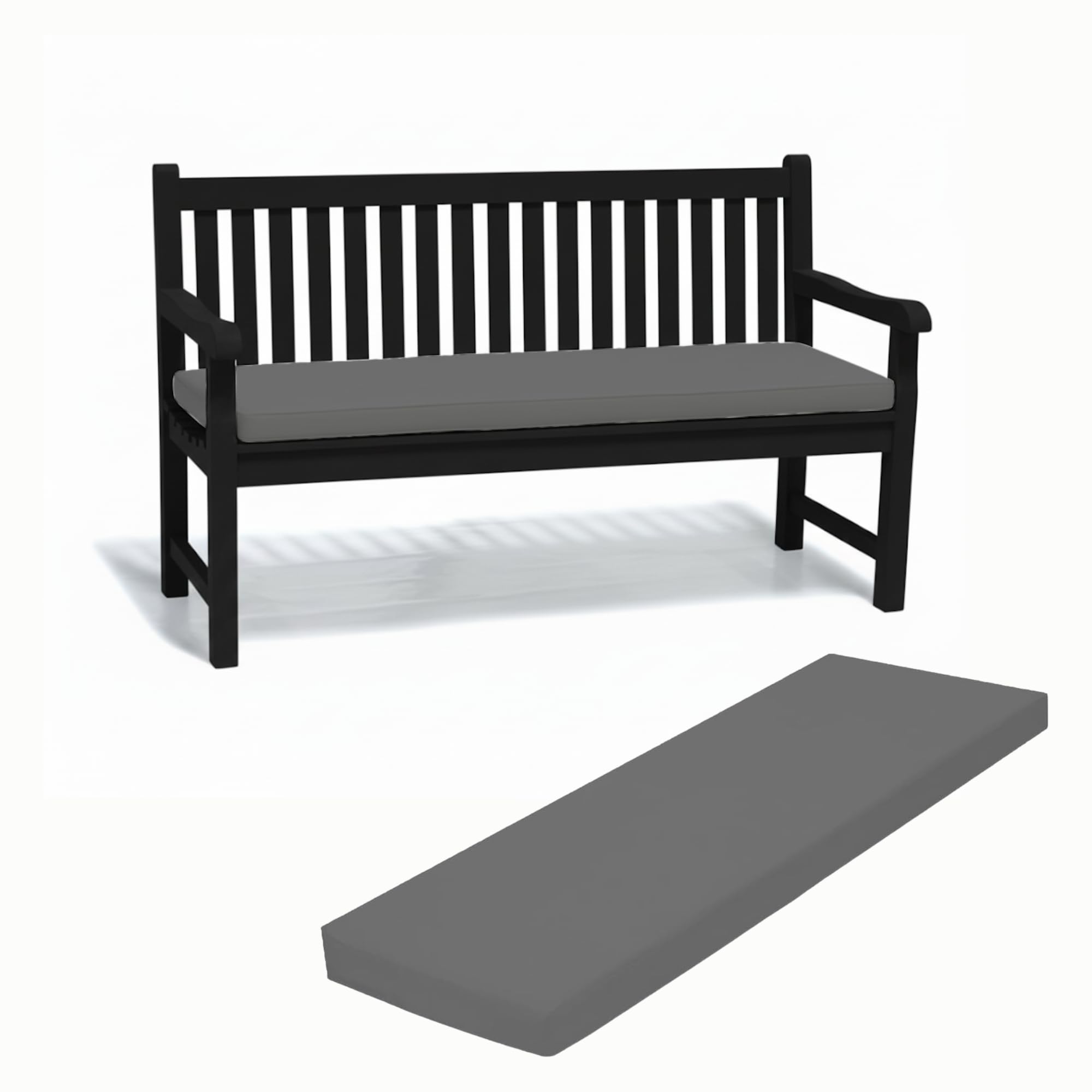 Cuddle Cloud Waterproof Outdoor Bench Cushion for Lawn, Garden & Patio – 2/3/4 Seater Long Bench Seat Pad with Removable Washable Cover (Gray, 2 Seater 108cm x 45cm x 5cm) — image 1