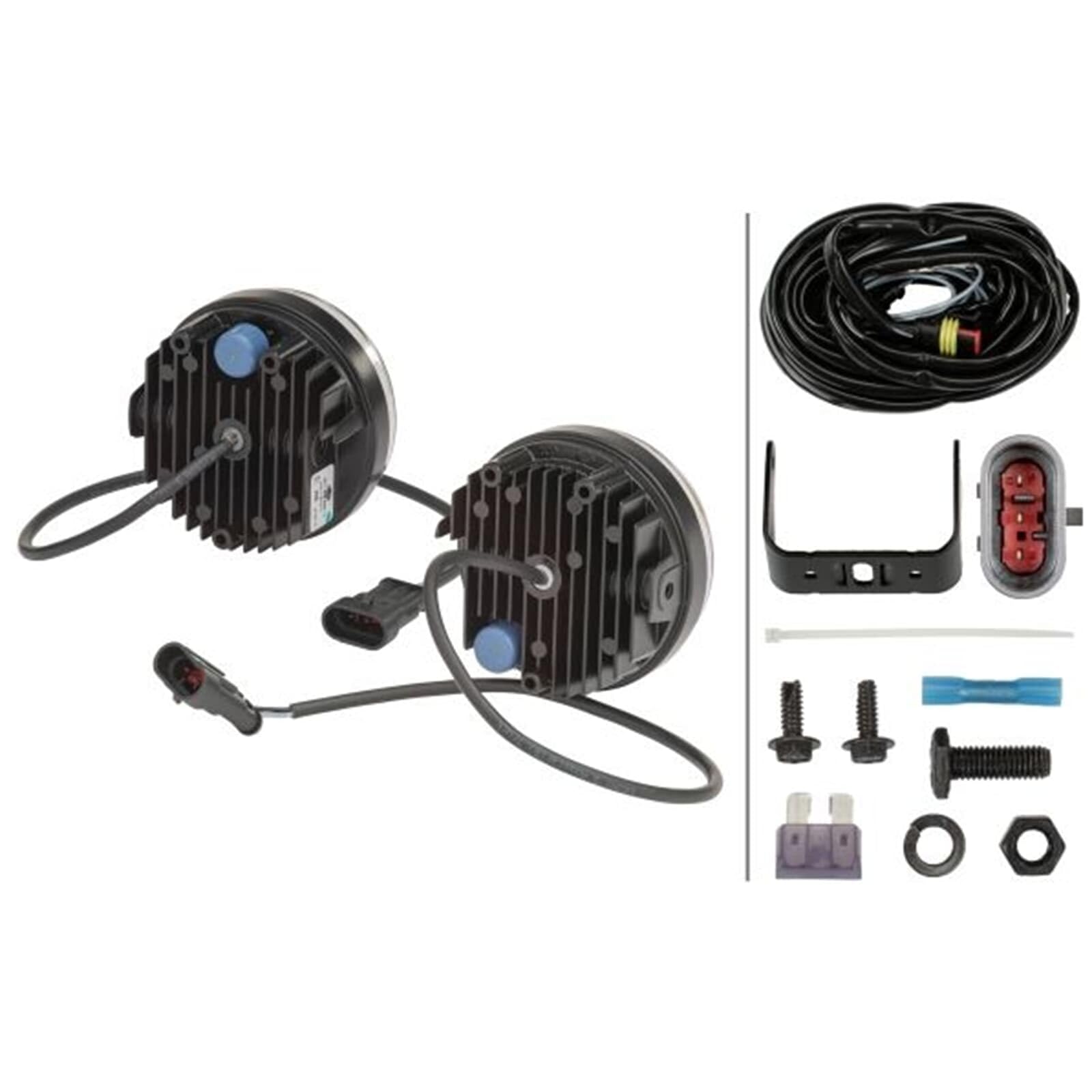 HELLA 2PT 009 599-811 LED-Tagfahrleuchtensatz - 90mm - 24/12V - rund - Anbau - Lichtscheibenfarbe: glasklar - Fahrzeugfront/Fahrzeugfront