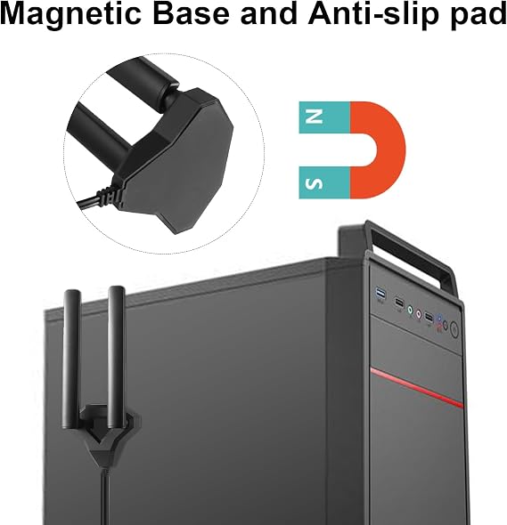 Tri-Band WiFi 6E Antenna 2.4GHz, 5GHz & 6GHz Magnetic Base Antenna for PC Desktop Computer & Gaming Motherboards WiFi Router Bluetooth Card