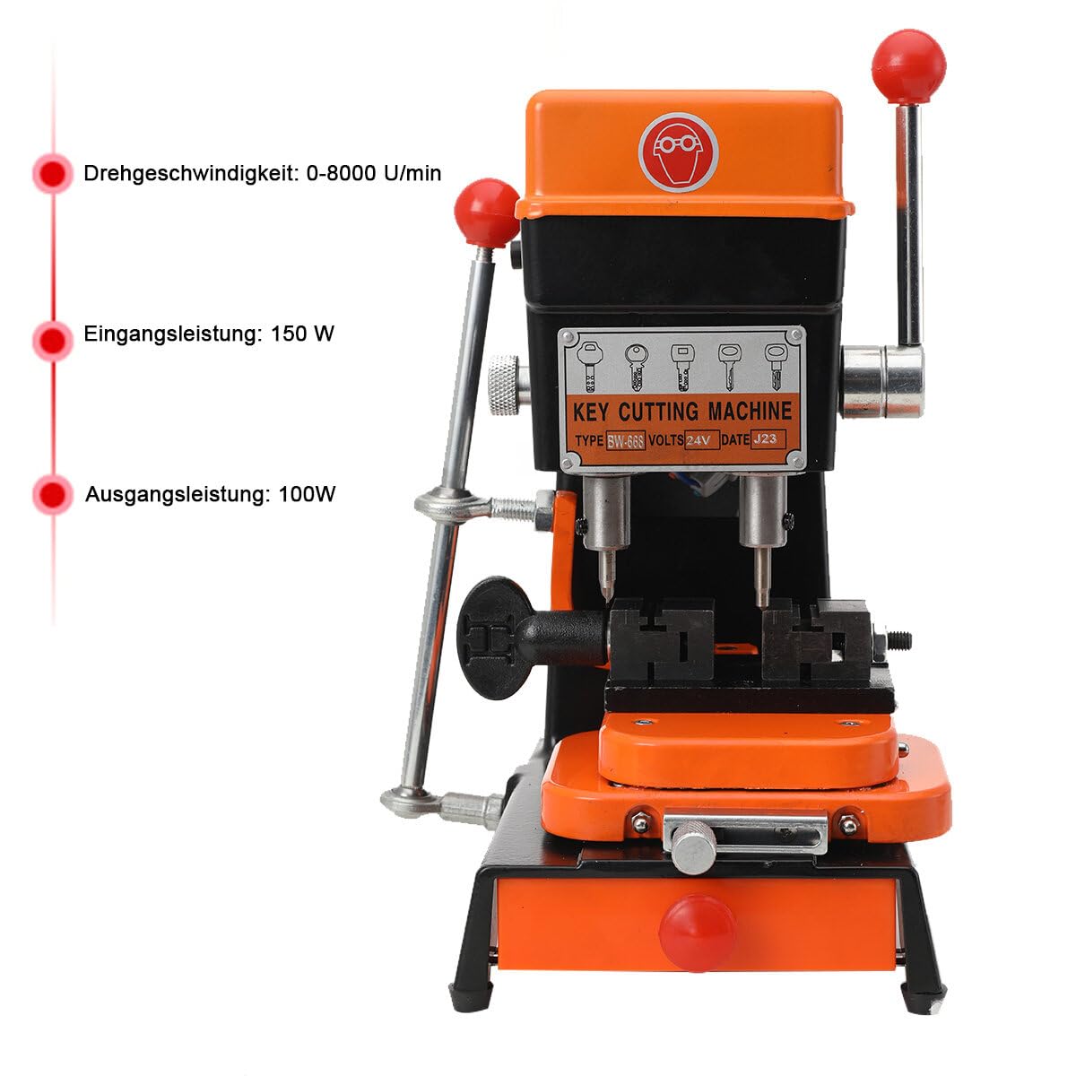 Schlüsselkopiermaschine, 150W Professionelle Autoschlüssel-Schlüsselkopier-Vervielfältigungsmaschine AC 24V, DC 110V-220V Schlüsseln Bauschlosserwerkzeugen, 8000 r/min