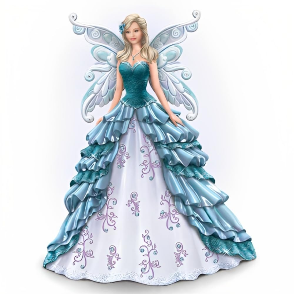 The Hamilton Collection Hopeful Radiance Teal Angel Figurine Inspirational Sculpture for Ovarian Cancer Awareness by Nene Thomas 7-inches