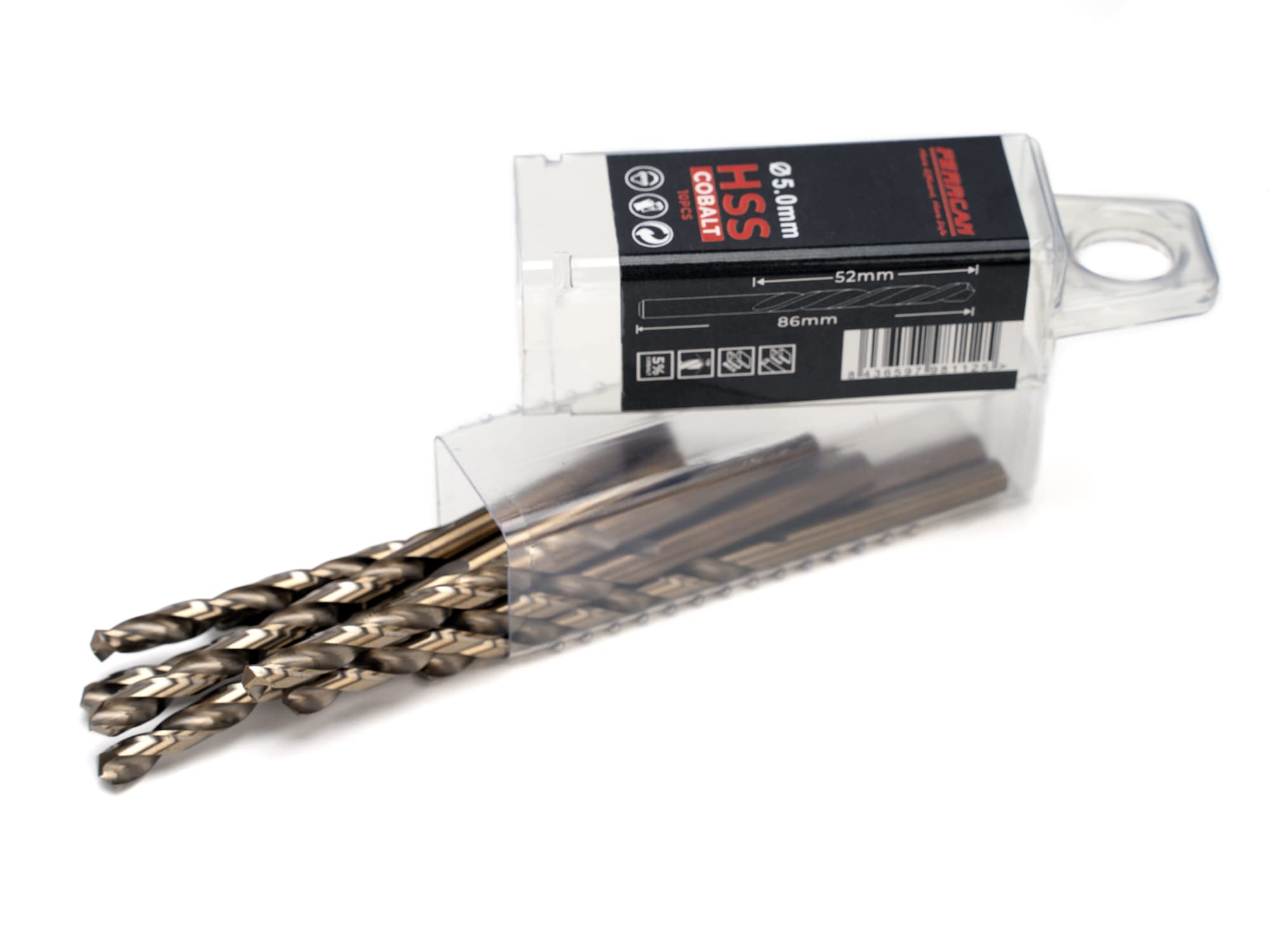 Forets métal HSS DIN338 M35 5% cobalt 5mm perçage inox acier 10 pièces