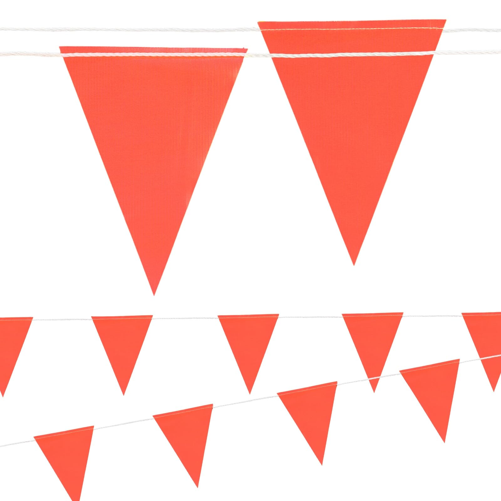 PATIKIL Safety Banner Flags, (30.5x23cm, 30m, Orange) String Triangle Banner High Visibility Perimeter Warning Flag Line, Suit for - Traffic Barrier/Parking Lot/Construction Events/Party