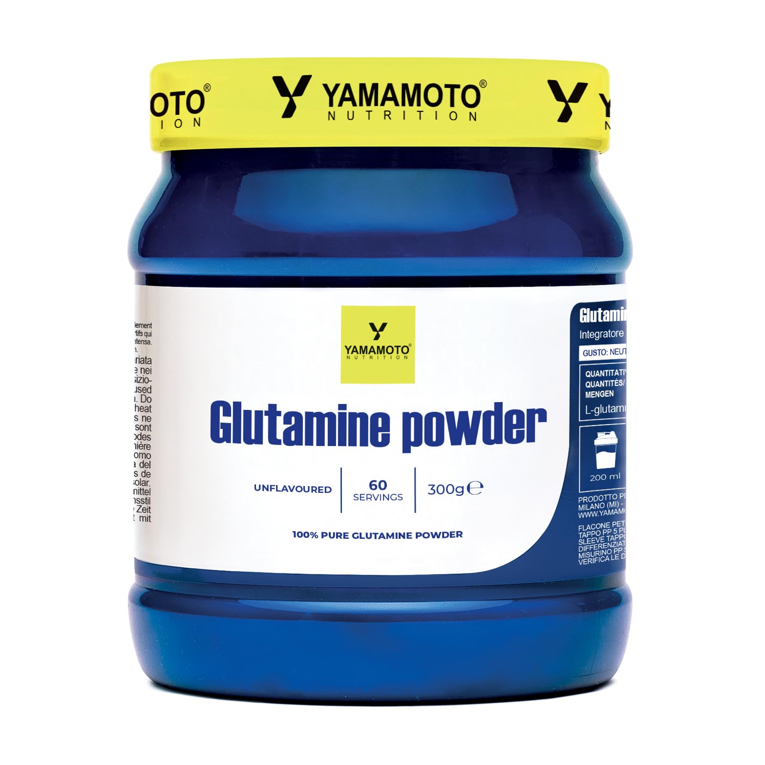YAMAMOTO NUTRITION Glutamine POWDER 300 gr, Integratore a Base di L-Glutammina in Polvere, Amminoacidi per Sportivi, Non Aromatizzato