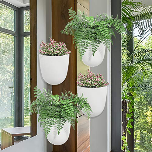 Sungmor - Jardinera Colgante de Esquina de ángulo de 90 ° - Paquete de 4 Piezas y Blanco - Jardineras Verticales de riego automático montadas en la Pared - Macetas Triangulares Elegantes Cover