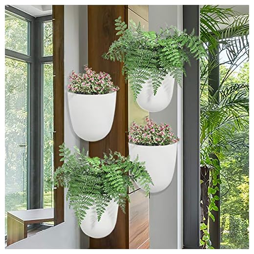 Sungmor Wall Hanging Corner Planters, 4PC White Wall Mounted Flower Pots, Self Watering Wall Planter for Indoor Plants, Right Angle Corner Hanging Pot, Great for Balcony Home Office Bar Corner Decór