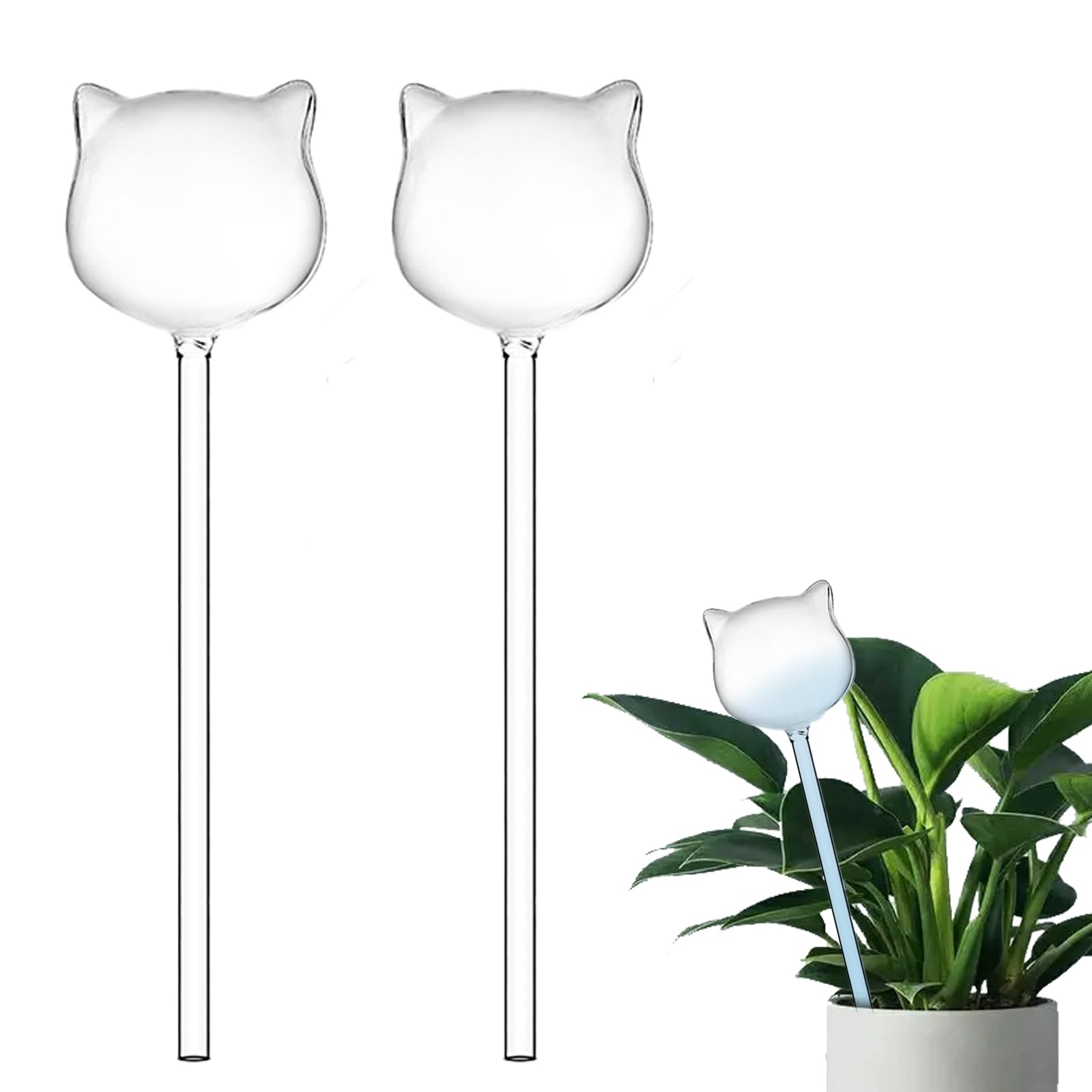 2-Pack Star-Shaped Glass Self-Watering Globes for Indoor Outdoor Plants – Automatic Irrigation Decorative Watering Bulbs for Garden Flower Pots, Patio, Home Decor (Cat) — image 1