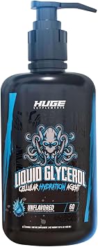 Huge Supplements Liquid Glycerol Supplement, Enhances Muscle Pumps, Increases Muscle Fullness, Boosts Endurance, Cellular Hydration Agent, Clean & Convenient Pump Top, Unflavored 60 Servings