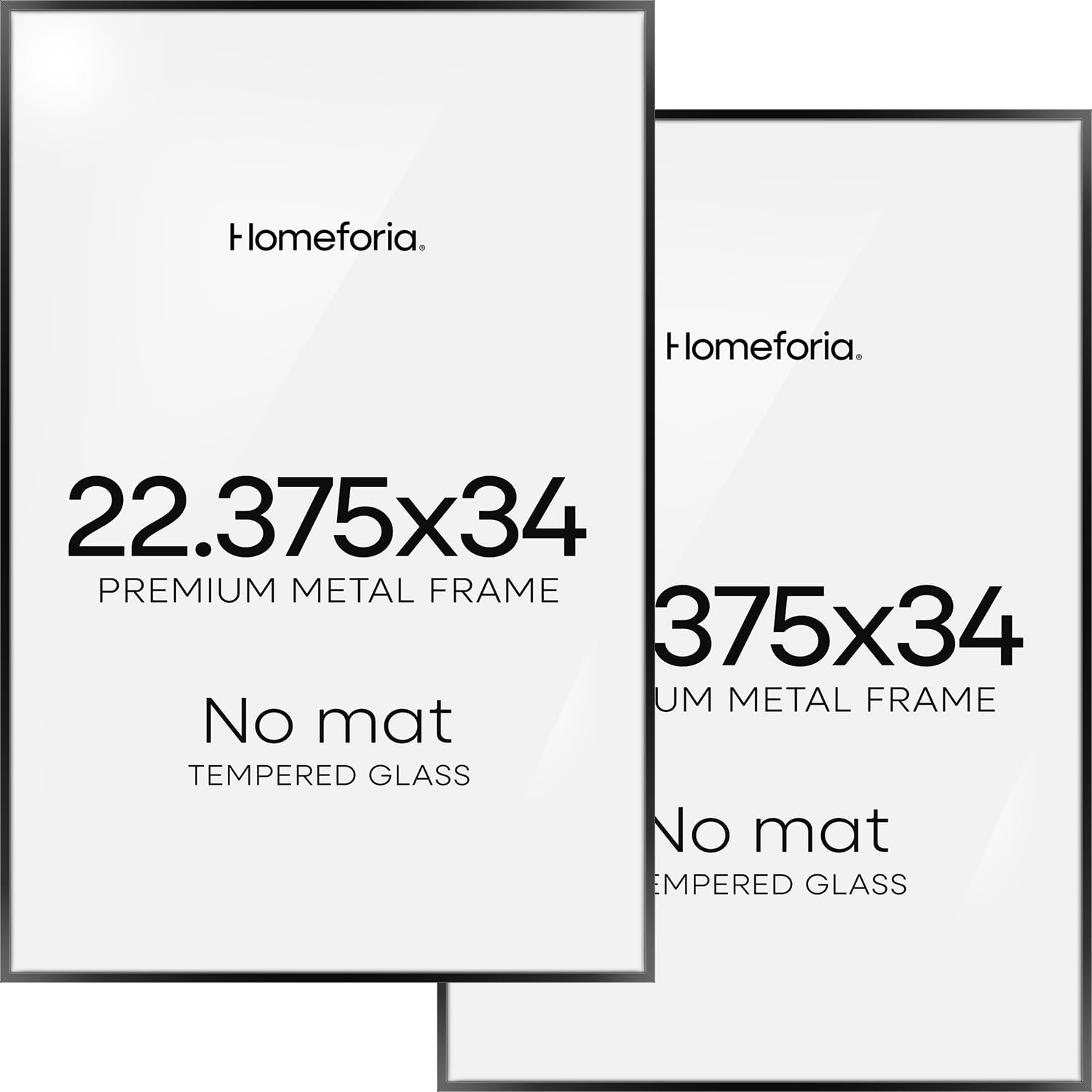 Homeforia 22.375x34 Black Puzzle Frame, High End Metal 22.375 x 34 Picture Frames without Mat, 34x22.375 Thin Poster Frame for Wall, 22.375 by 34 Puzzle Photo Frame, Tempered Glass, Wall Kit, Set of 2
