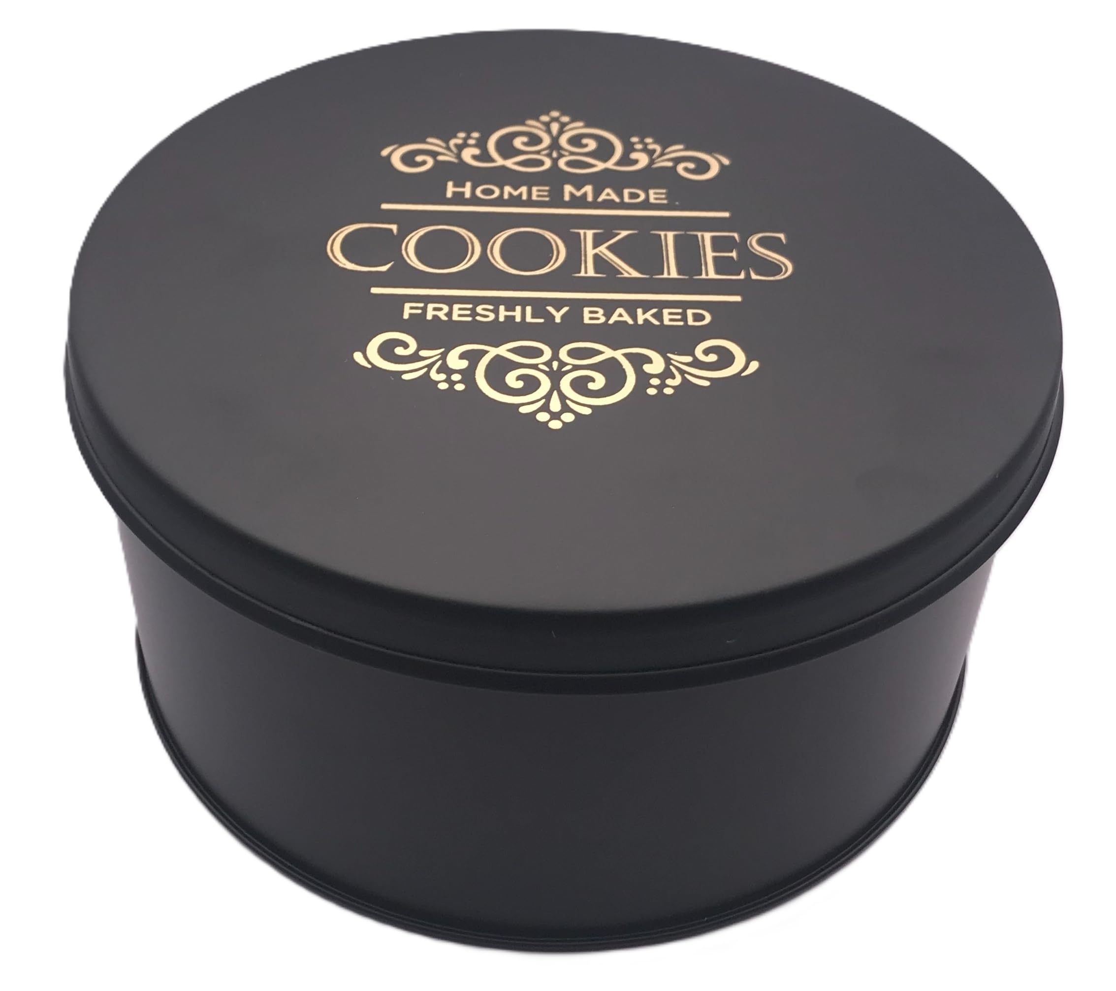 Nobel Black-Vintage Bit & Bobs Round Deep Cake Storage, Flat Canister Cake,Biscuit,Cookies Storage Tin Container Ideal For Roti Chapati, Cake Size 21.5Cm (Black-Vintage)