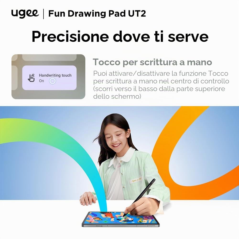 UGEE Pad – Tablet disegno 6 GB + 128 GB – Schermo 2K Ultra HD laminato – Android 14 – Supporto disegno