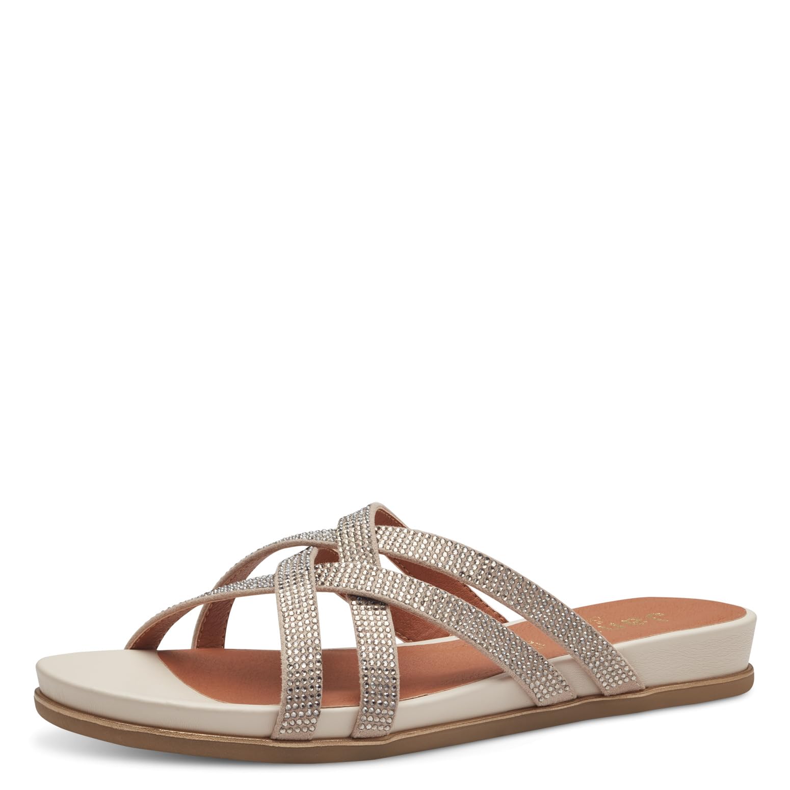 Jana Damen Pantoletten mit Glitzersteinen Vegan