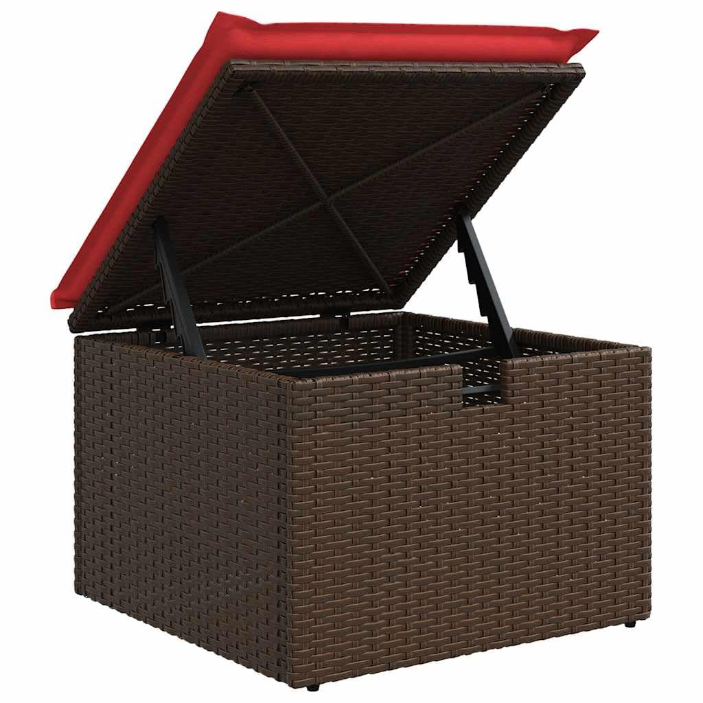 Set di divani da giardino in polyrattan marrone, 9 pezzi, con cuscino, contenitore e borsa impermeabile, per terrazza e balcone, resistente ai raggi UV, portata 110 kg