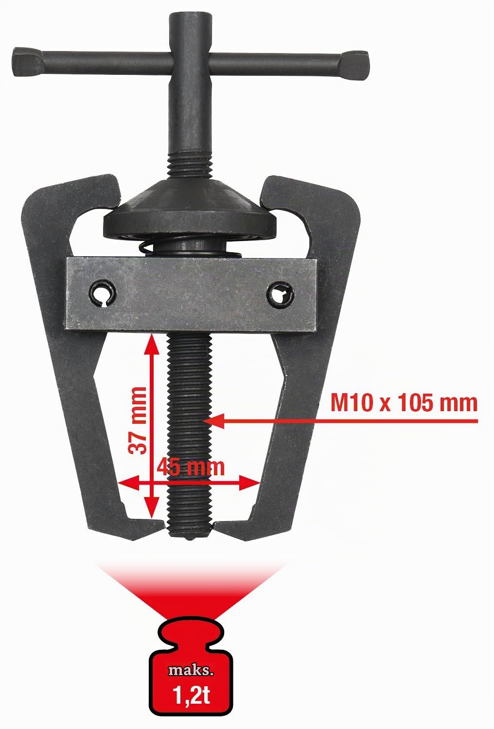 KS Tools 700.1179 Ściągacz do zacisków akumulatora i wycieraczek, 2-ramienny, 45 mm