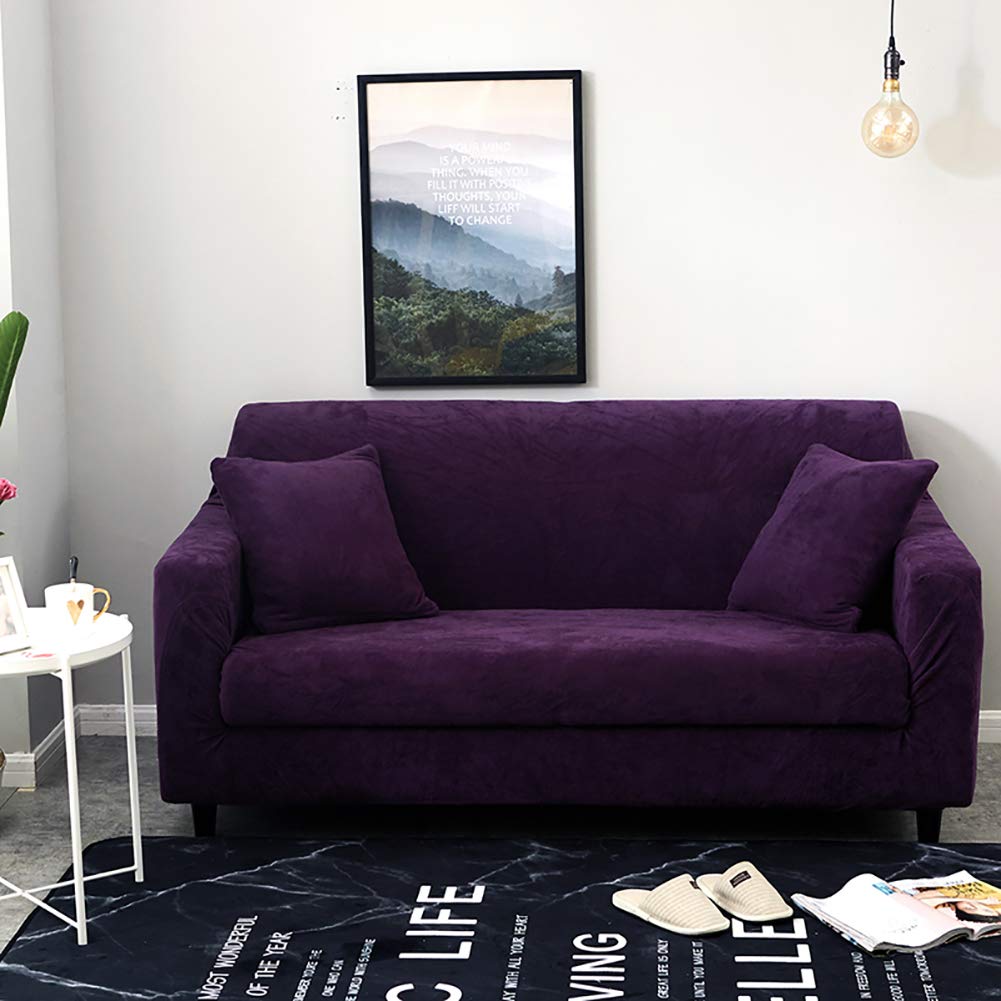 Felpa Cubiertas De Sofá para 1 2 3 4 Cubierta De Sofá,Completo Elásticoidad Couch Protector con Correas,Polvo-Prueba Elástico Soft Couch Cover para Perros Niños-
