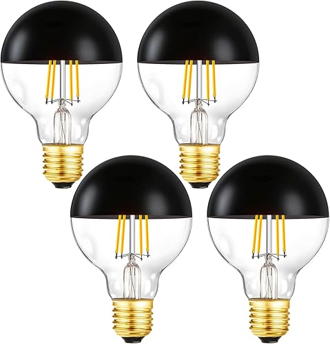 Leools Bombillas LED medio negras, regulables de 6 W (equivalente a 60 vatios), bombillas Edison de 4000 K, luz blanca diurna de 4000 K, bombillas