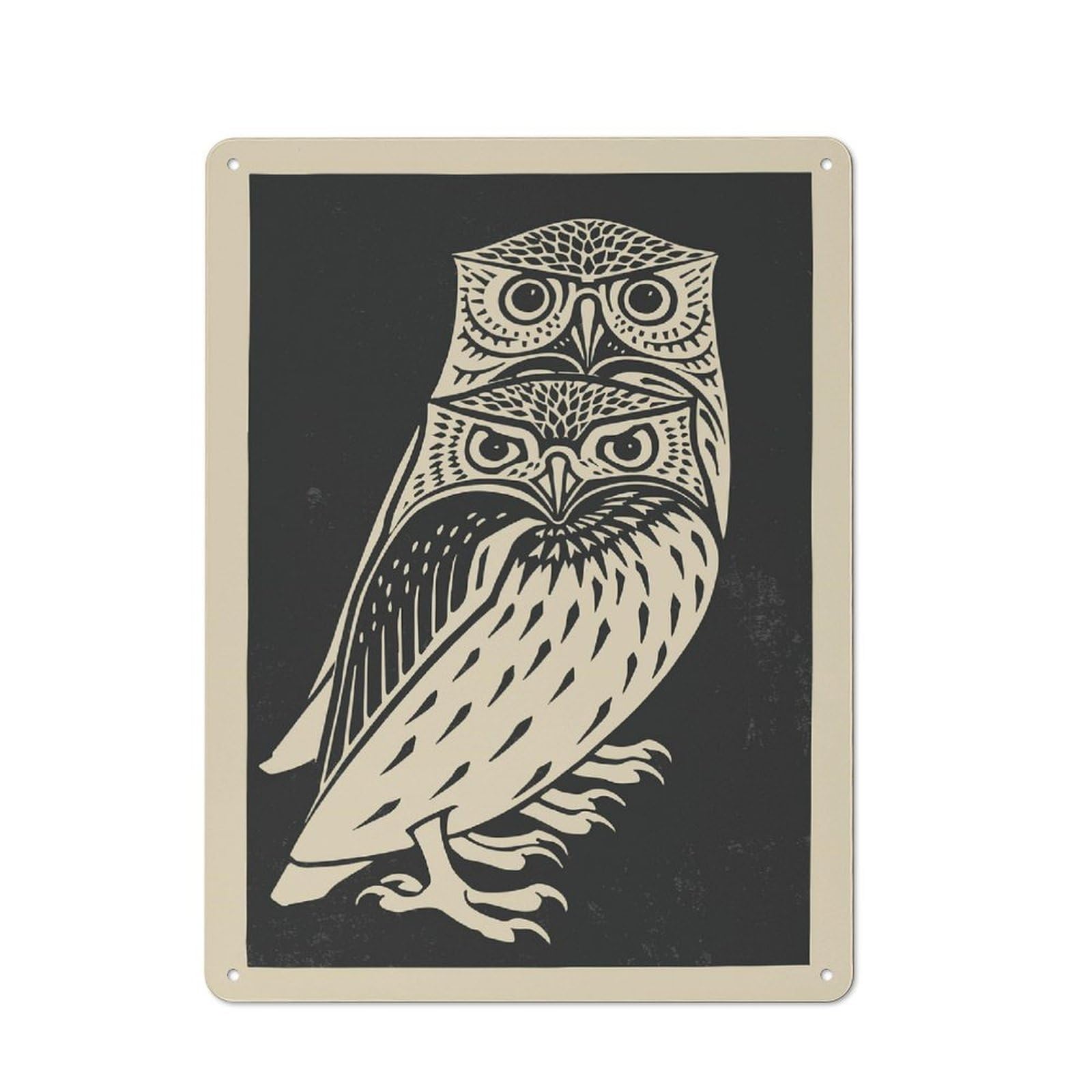 Junmoney Style-9 Tin Wall Plaque 40X30cm With Vintage Owls For Workshop Wall, With Clear Retro Wall Decor Character