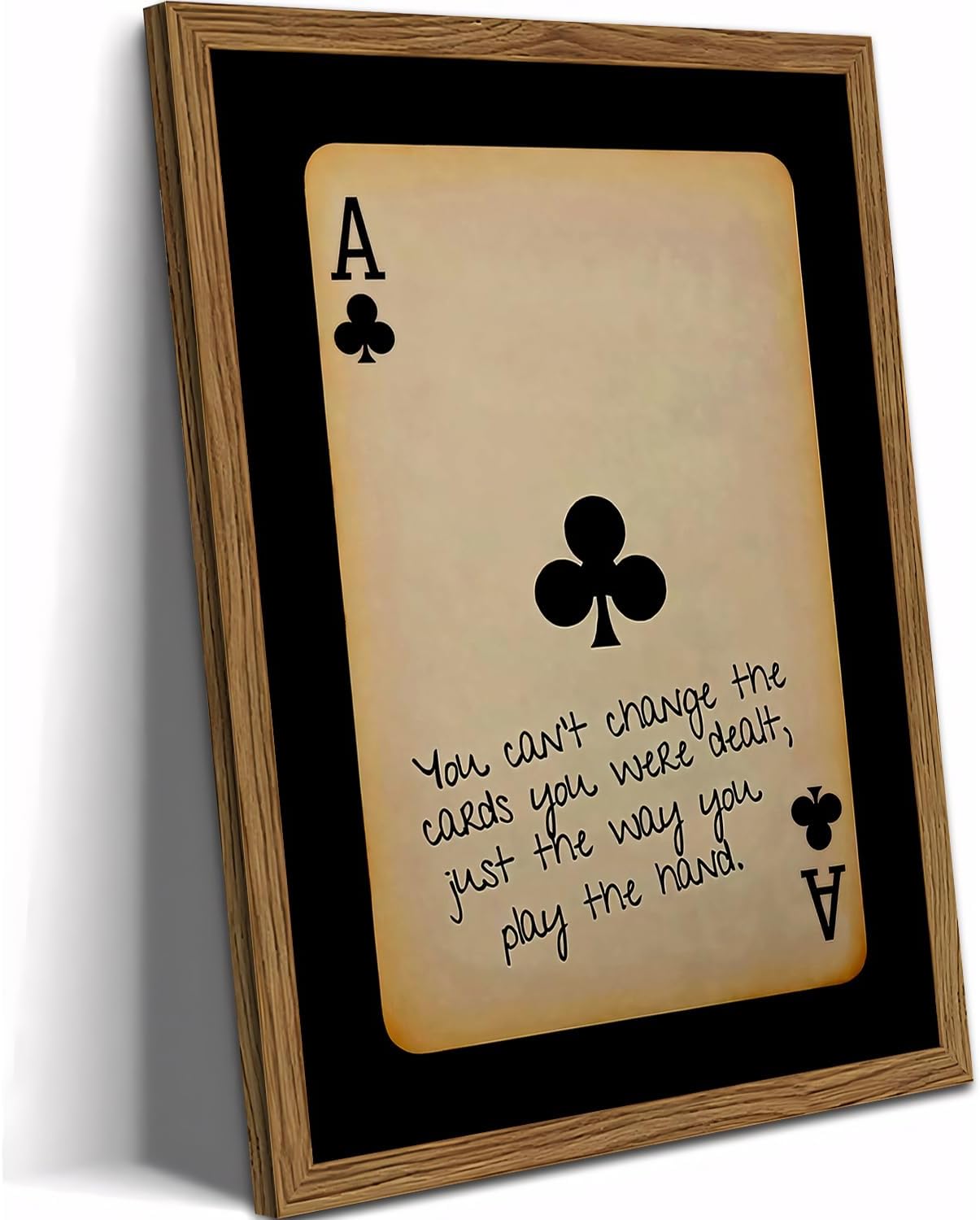 Interesting Vintage Lucky Ace Playing Cards Framed Wall Art, Fun Modern Preppy College Card Decor, Trendy Minimalist Black Aesthetic Art Print for Home Office Bedroom Living Room, 16 x 12 in