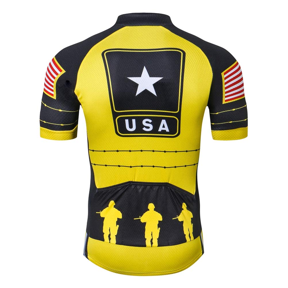 Mens Cycling Jersey Shirt,2020 Short Sleeve Bike Jersey Riding Tops Outdoor MTB Cycling Clothing, 84 Usa Yellow, XX-Large