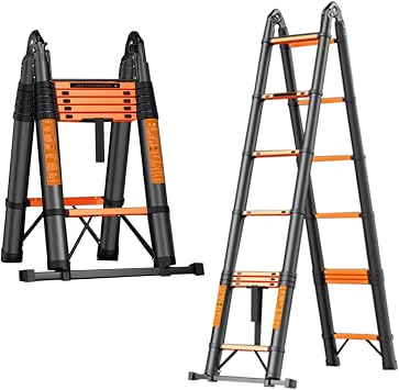 Portable Aluminum Telescoping Extension Ladder 12.5-24 Ft Heavy Duty A-Frame Roof Ladder with Stabilizer Extendable for Home Use Compact & Lightweight 8m Total