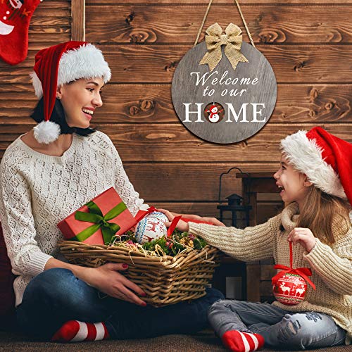 image for Jetec Seasonal Welcome Door Sign Round Wood Front Door Sign Interchang