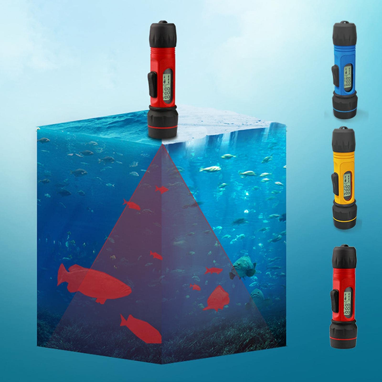 Sondeur, de Poissons Portable, Sondeur de Pêche à Sonar avec écran, Appareil de Détection de Poissons, Mesure de La Profondeur et de La Temp