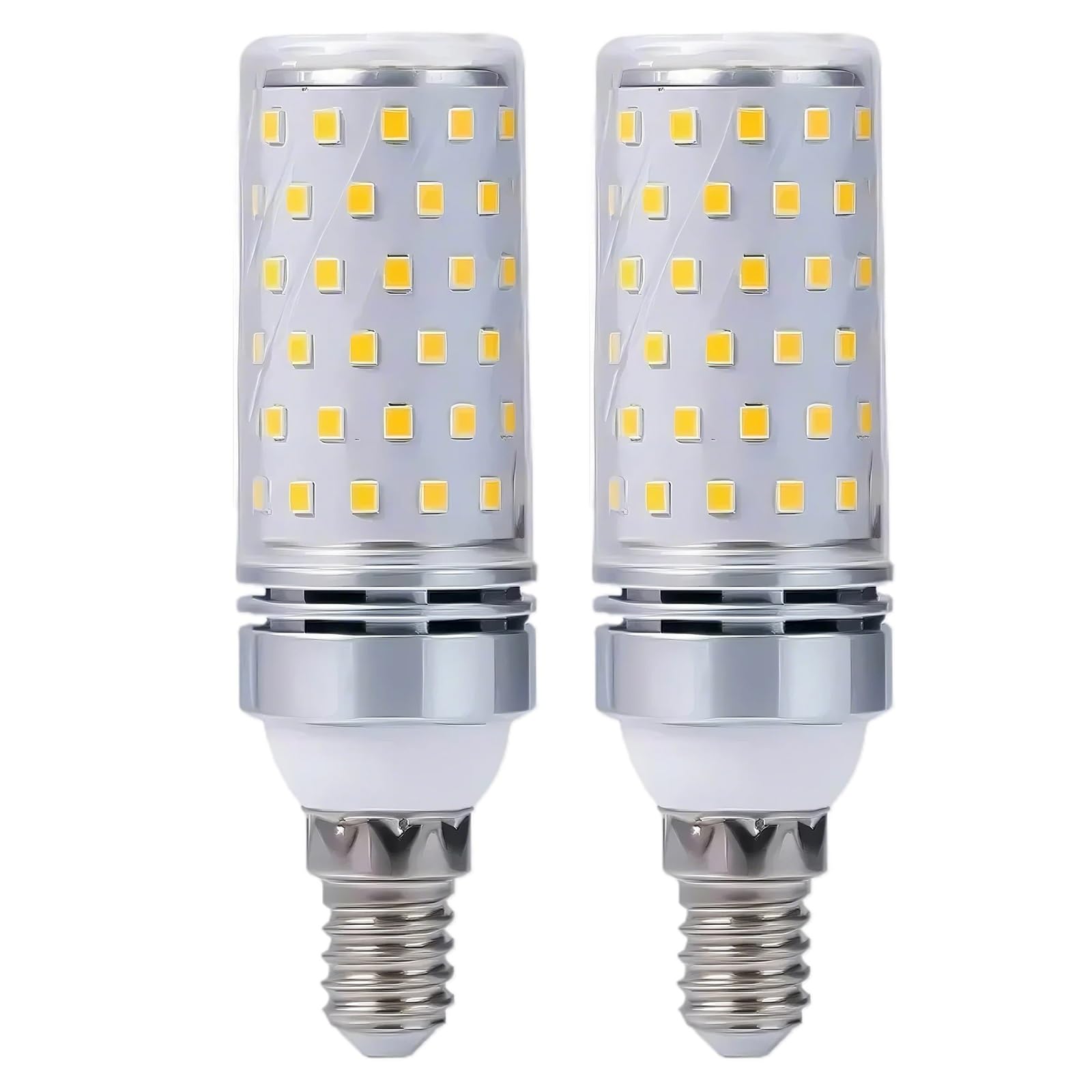 ZFFOZZ E14/E26/E27 LED Corn Light Bulbs 12W 16W Standard Screw Base 60W Equivalent for Rv, Off Grid Solar Panel Project, Boat, Pack of 2(E14-16W-silver,Green)