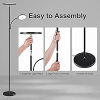 Vista 6 de SUNMORY Lámparas de pie para sala de estar, 48 W/4200 lm, lámpara de pie LED súper brillante con control remoto, lámpara de pie de 69 pulgadas