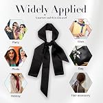 1PCS Women Chiffon Long Scarf Imitation Silk Scarves All-Match Belt Neckerchief(Black)