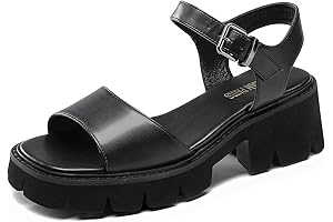 Women's 90s Lug Sole Platform Chunky Square Toe Ankle Strap Sandals